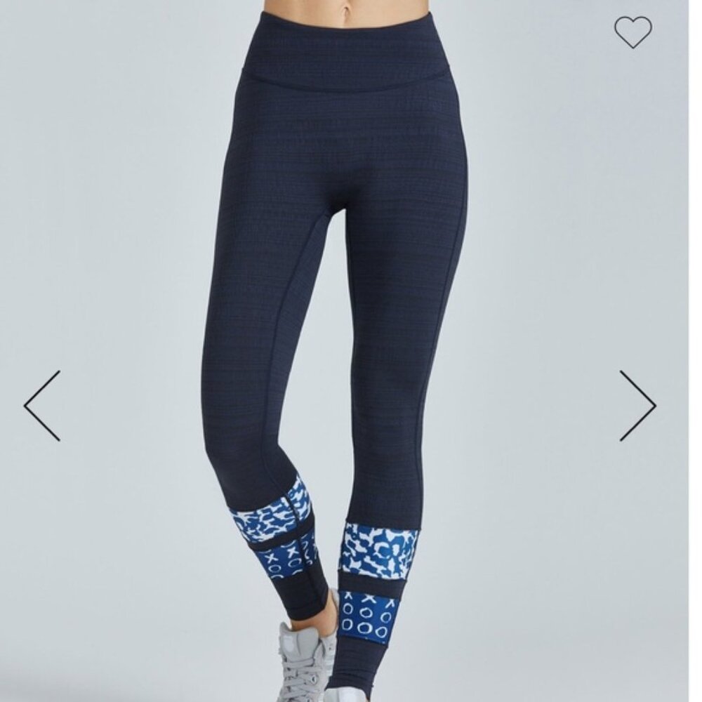 PrismSport High Rise 7/8 Compression Leggings Black Blue Pattern – Size S